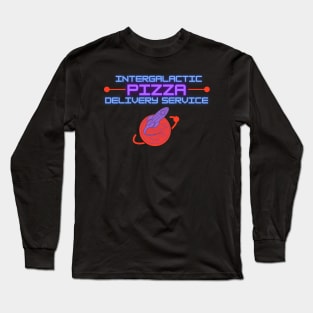 Intergalactic Pizza Delivery Stars Retro Planet Long Sleeve T-Shirt